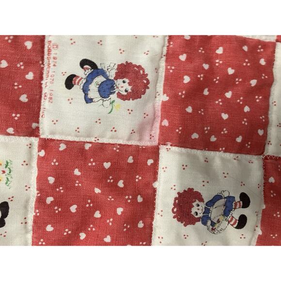 Vintage Hand Made Hand Quilted raggedy Anne Patchwork Baby Quilt Cottagecore See - Picture 5 of 9